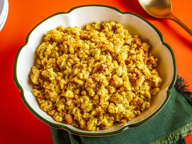 Stuffing in bowl