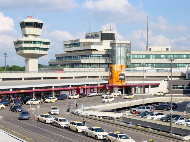 Terminal drop-off area at Tegel Airport in Berlin, Germany