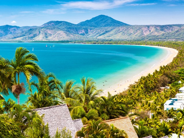 Aerial view of Port Douglas Beach in Queensland, Australia