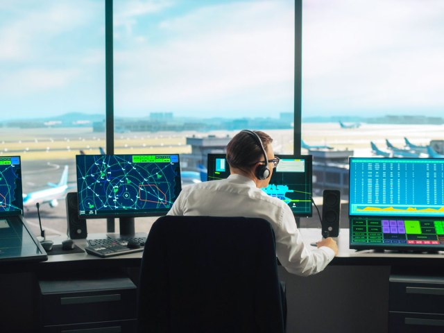 Air traffic controller at work