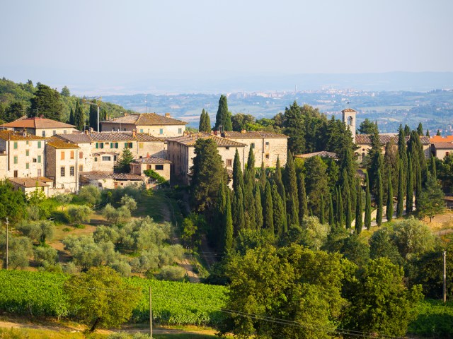 Hilltop town in Tuscany, Italy