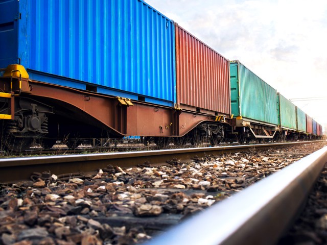 Freight train on tracks