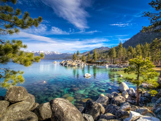 Clear waters of Lake Tahoe in California