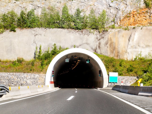 Highway tunnel through mountainside