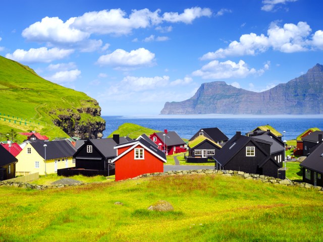 Homes overlooking the sea in the Faroe Islands