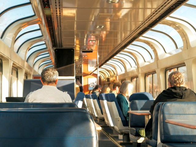 Riders on Amtrak train