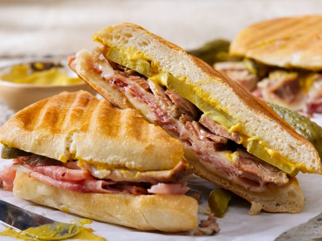 A Cuban sandwich on a plate