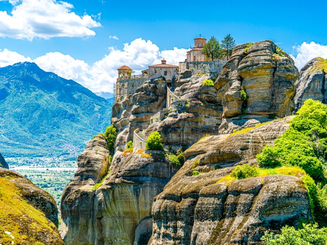 Clifftop monastery in Meteora, Greece