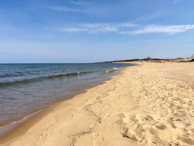 Sandy shores of Oval Beach in Saugatuck, Michigan