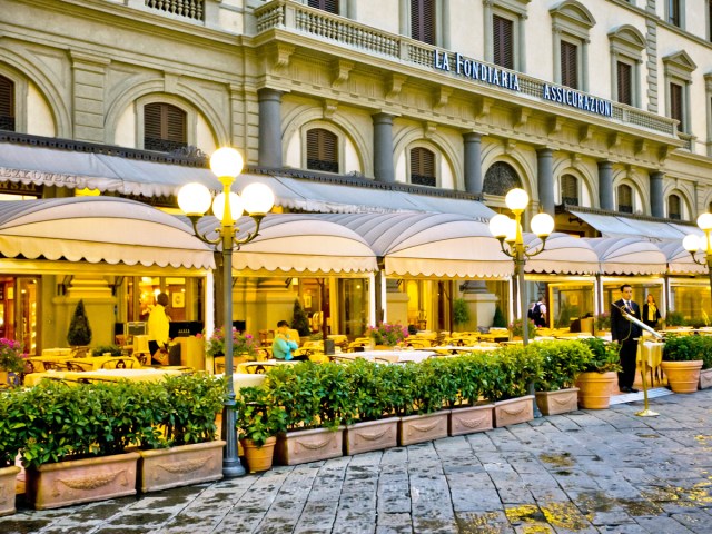 Restaurant at Piazza della Repubblica in Florence, Italy 