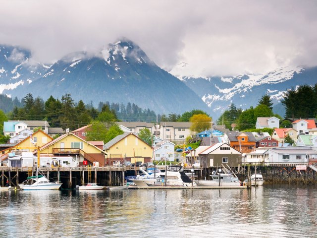 Harbor and waterfront buildings in Sitka, Alaska
