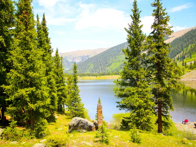 Mirror Lake in Colorado seen through trees