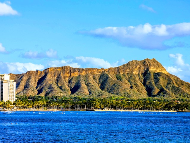 Diamond Head seen from the waters off Waikiki Beach
