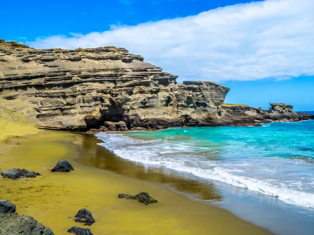 Green sands of Hawaii's Papakolea Beach