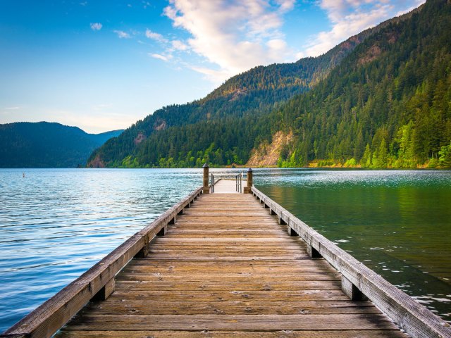 Dock on Lake Crescent in Olympic National Park, Washington