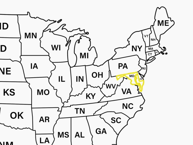Maryland highlighted on U.S. map