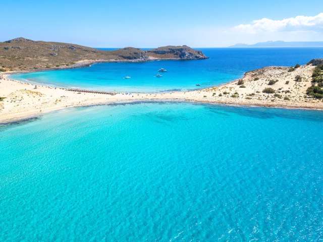 Stunning turquoise bay on Greek island of Elafonisos