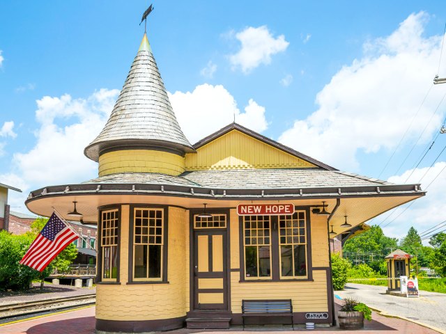 Old railroad station in New Hope, Pennsylvania