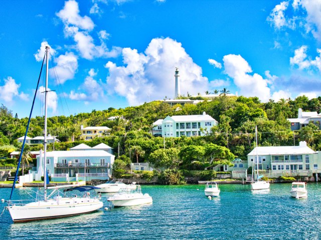 Boats moored off the coast of Bermuda