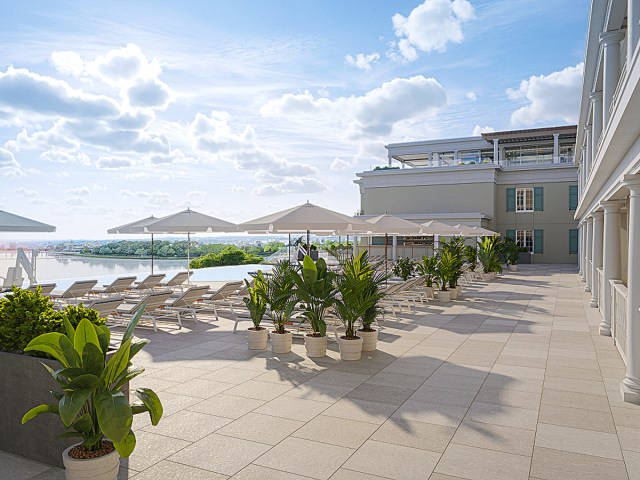 Rendering of the pool area at the Cooper hotel in Charleston, South Carolina