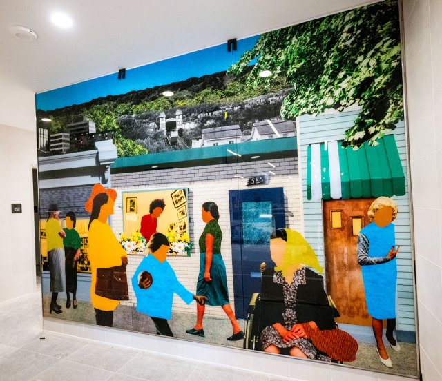 Mural from local artist at Pittsburgh International Airport