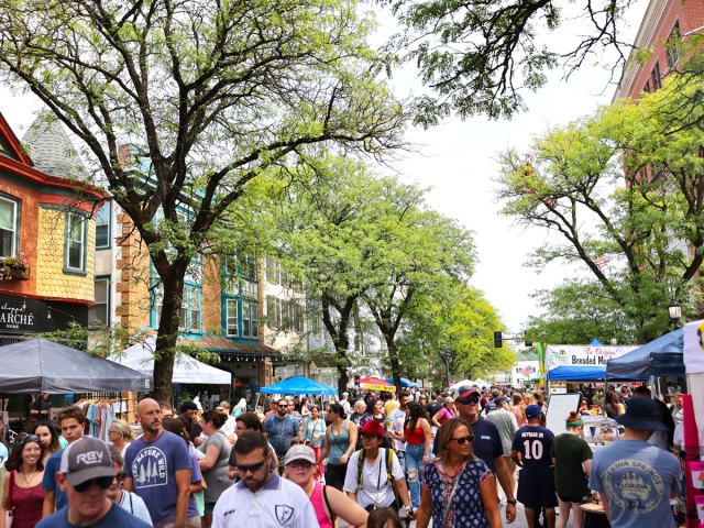 Attendees of Mushroom Festival in Kennett Square, Pennsylvania 