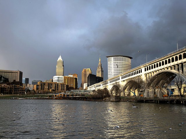 Dark clouds over Cleveland, Ohio