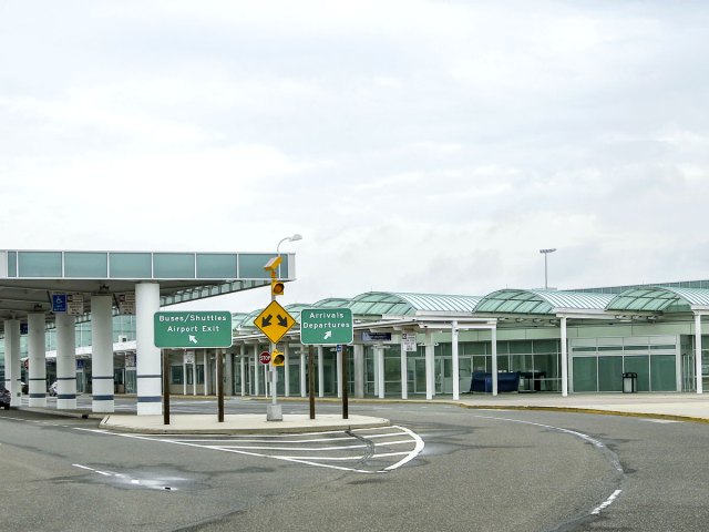 Passenger drop-off area at MacArthur Airport in Islip, Long Island, New York