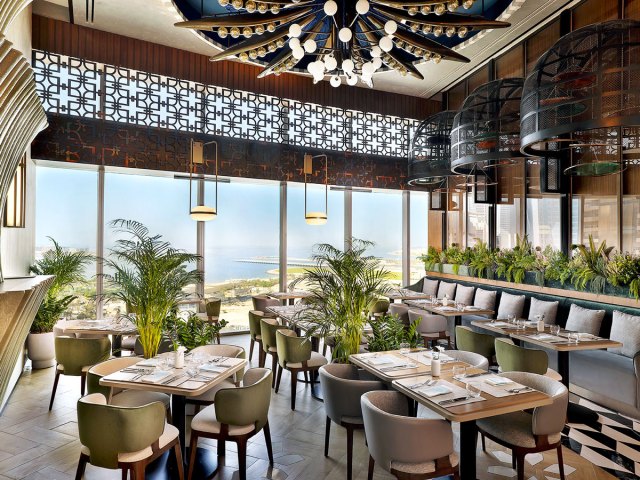 Rooftop lounge overlooking Dubai coast at Ciel Dubai Marina