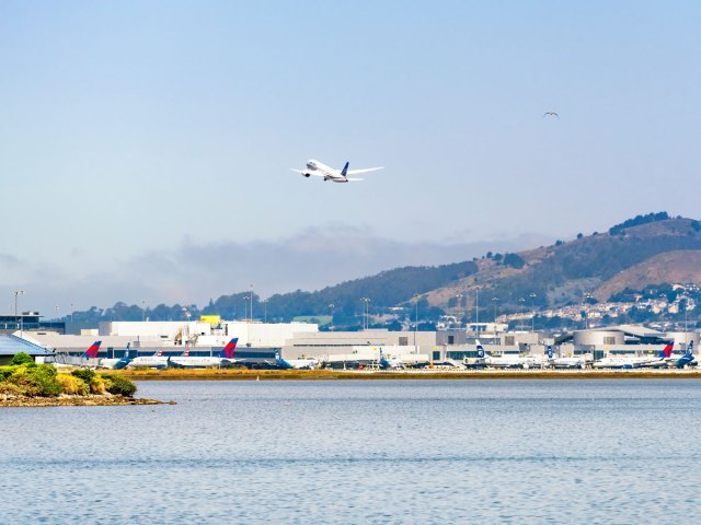 View of San Francisco International Airport across the bay