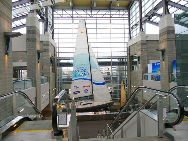 Replica of a sailboat inside Rhode Island T.F. Green International Airport in Providence, Rhode Island
