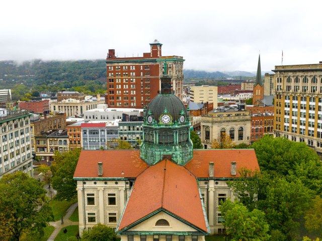 Aerial view of downtown Binghamton, New York