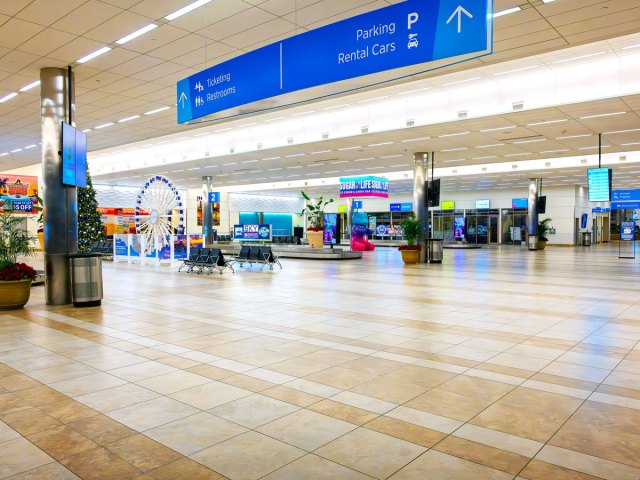 Baggage claim area at Myrtle Beach International Airport in South Carolina 