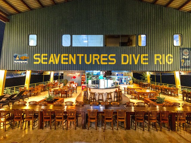 Dining area at Malaysia's Seaventures Dive Rig