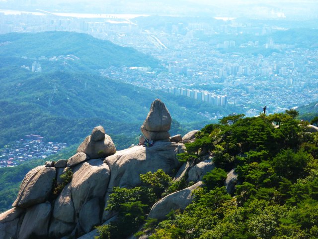 View from mountaintop over Seoul, South Korea, from Bukhansan National Park