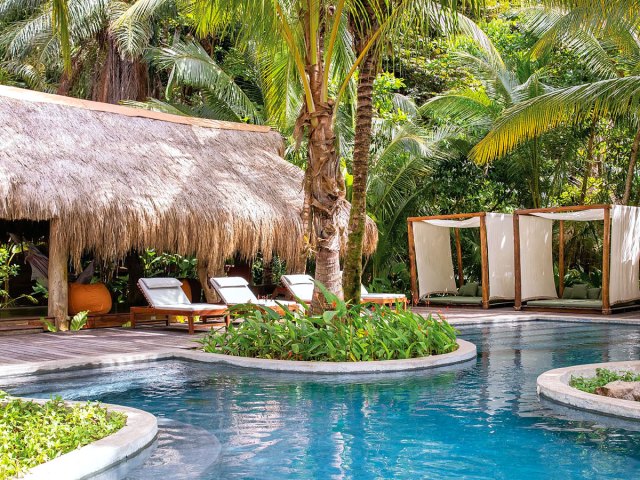 Pool area at Isla Palenque in Panama
