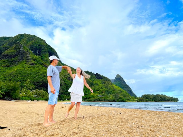 Couple on Hawaiian beach